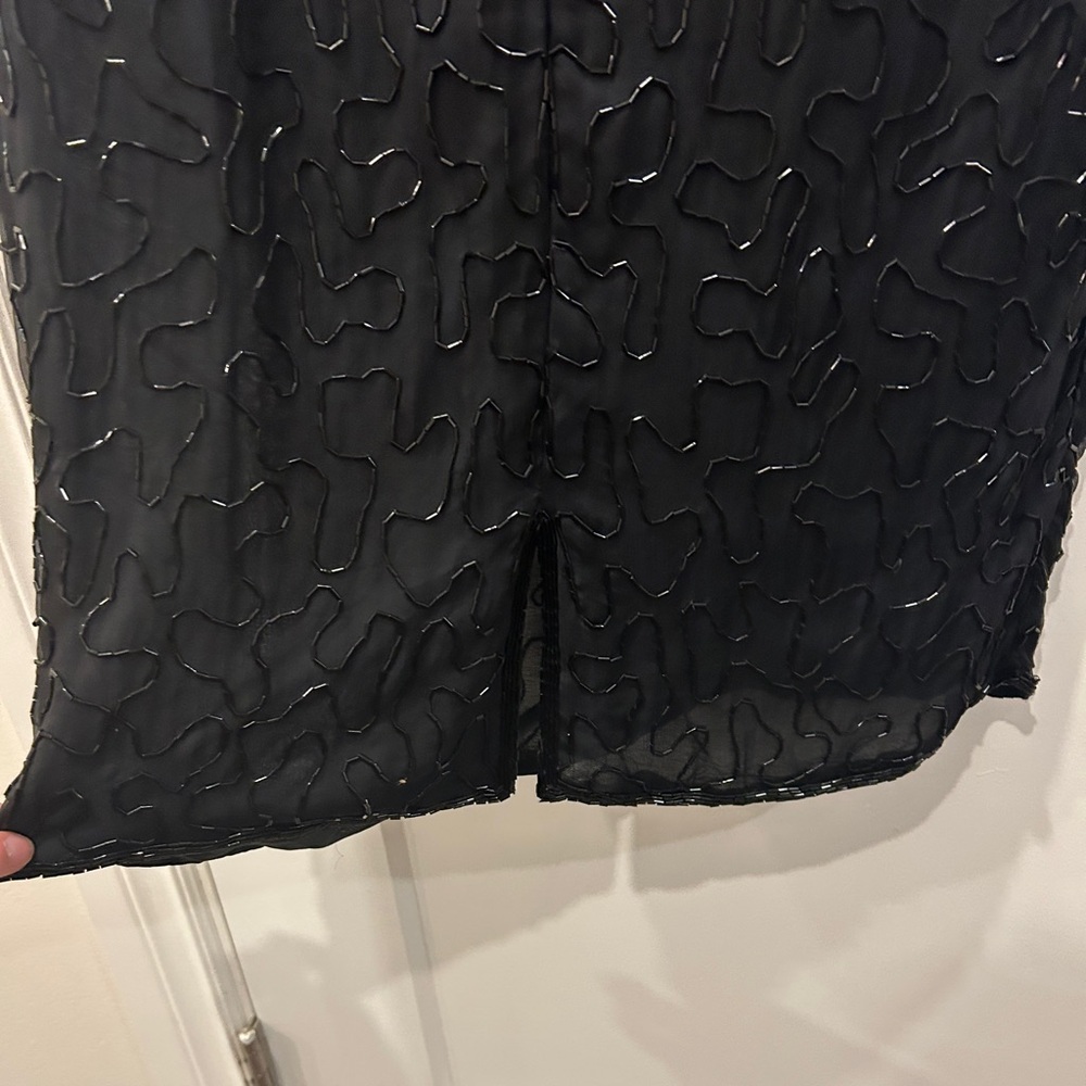 Vintage Elegant Black Silk Dress with Colourful floral beading - Picture 14 of 17